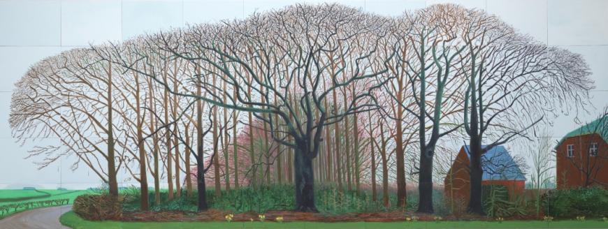 David Hockney Bigger Trees near Warter or/ou Peinture sur le Motif pour le Nouvel Age Post-Photographique, 2007 Oil on 50 canvases, 457.5 x 121.9 cm overall Tate: Presented by the artDavid Hockney Bigger Trees near Warter or/ou Peinture sur le Motif pour le Nouvel Age Post-Photographique, 2007 Oil on 50 canvases, 457.5 x 121.9 cm overall Tate: Presented by the artist 2008 © David Hockney. Photo: Prudence Cuming Associatesist 2008 © David Hockney. Photo: Prudence Cuming Associates